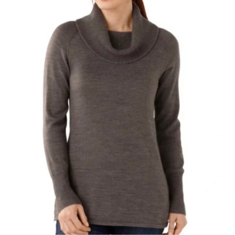 Smartwool Minturn Drape Neck Sweater Merino Wool Brown Medium